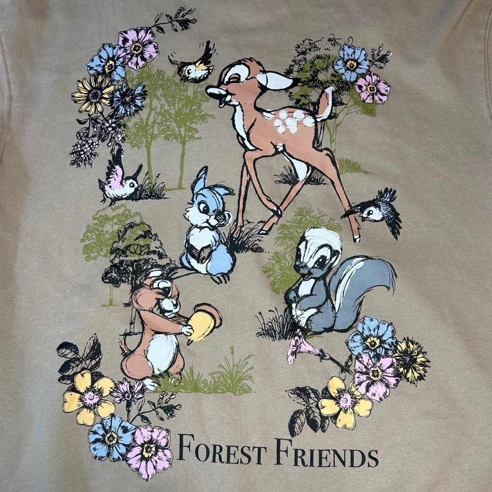 Disney Bambi Forest Friends Full Zip Hoodie Women's Size Medium Tan Fleece lined - Picture 6 of 6